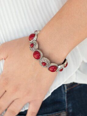 Paparazzi Jewelry Accessories - Garden Flair - Red Bracelet - Vintage